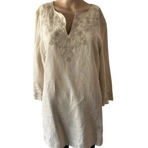 Valerie Separates Neutral Linen Tunic Kaftan Top Size M